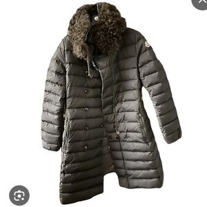 Moncler Lambskin long puffer jacket
